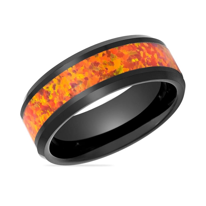 DRAGON | Tungsten Ring Orange Opal Inlay - Rings - Aydins Jewelry - 2