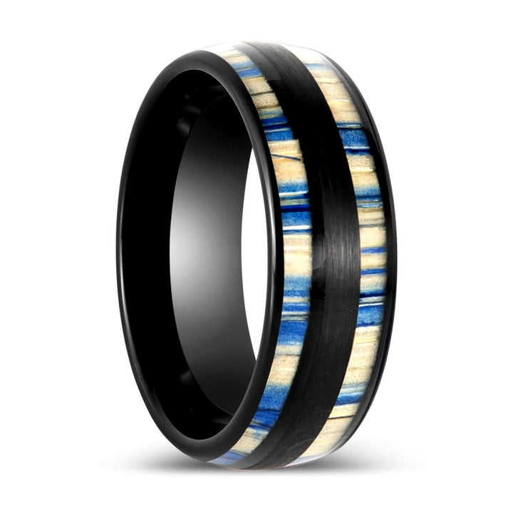 DUNLAP | Black Tungsten Ring and Dyed Bamboo Inlay - Rings - Aydins Jewelry - 1