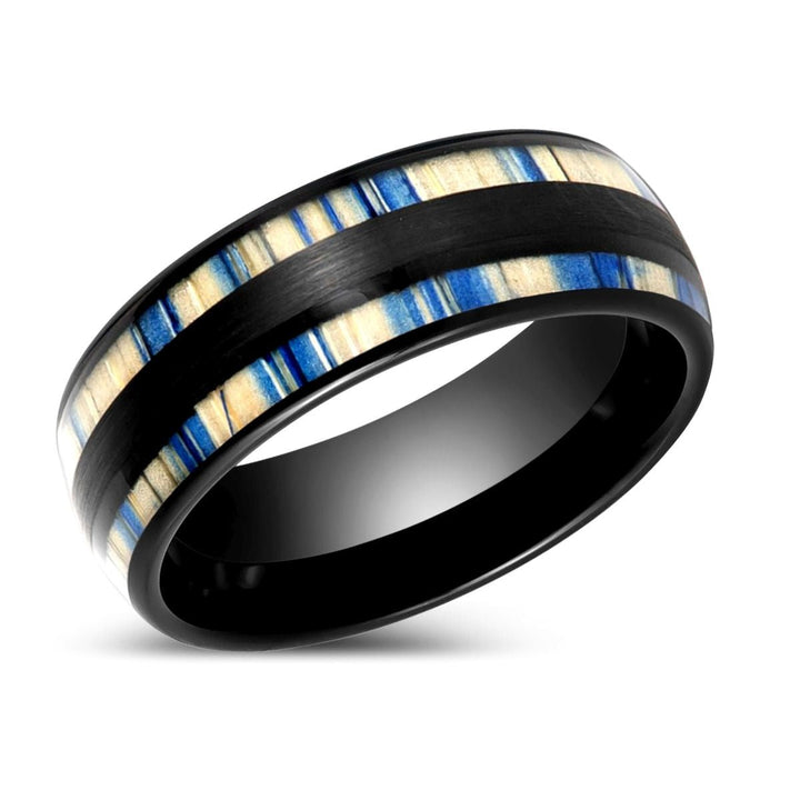 DUNLAP | Black Tungsten Ring and Dyed Bamboo Inlay - Rings - Aydins Jewelry - 2