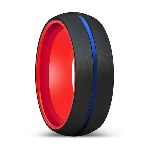 ELIANO | Red Ring, Black Tungsten Ring, Blue Groove, Domed