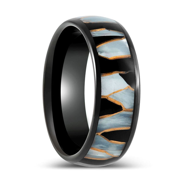 ELITIS | Black Tungsten Ring with Capiz, Black Resin - Rings - Aydins Jewelry - 1