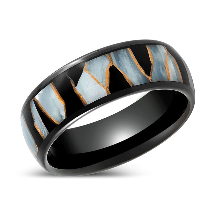 ELITIS | Black Tungsten Ring with Capiz, Black Resin - Rings - Aydins Jewelry - 2