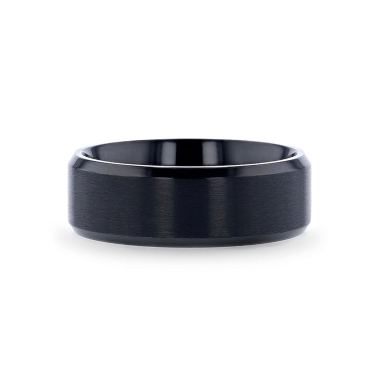 ELYSIAN | Black Titanium Ring, Black Brushed Beveled Edges - Rings - Aydins Jewelry - 3