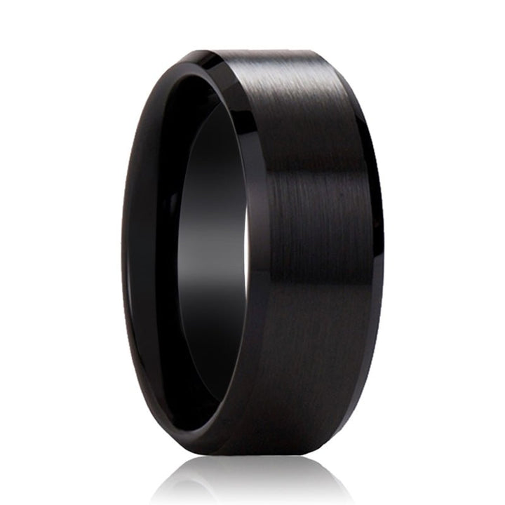 ELYSIAN | Black Titanium Ring, Black Brushed Beveled Edges - Rings - Aydins Jewelry - 1