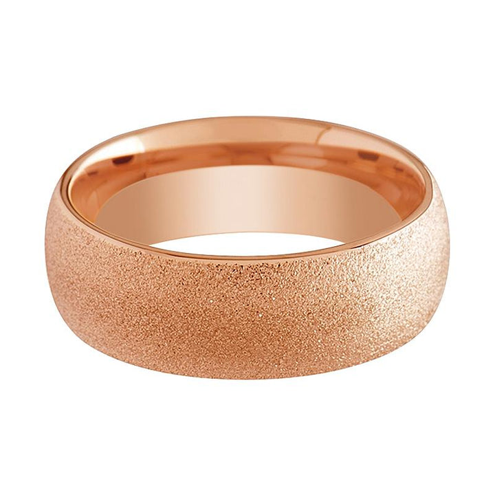 EMBER | Rose Gold Tungsten Ring, Sandblasted Crystalline, Domed - Rings - Aydins Jewelry - 2