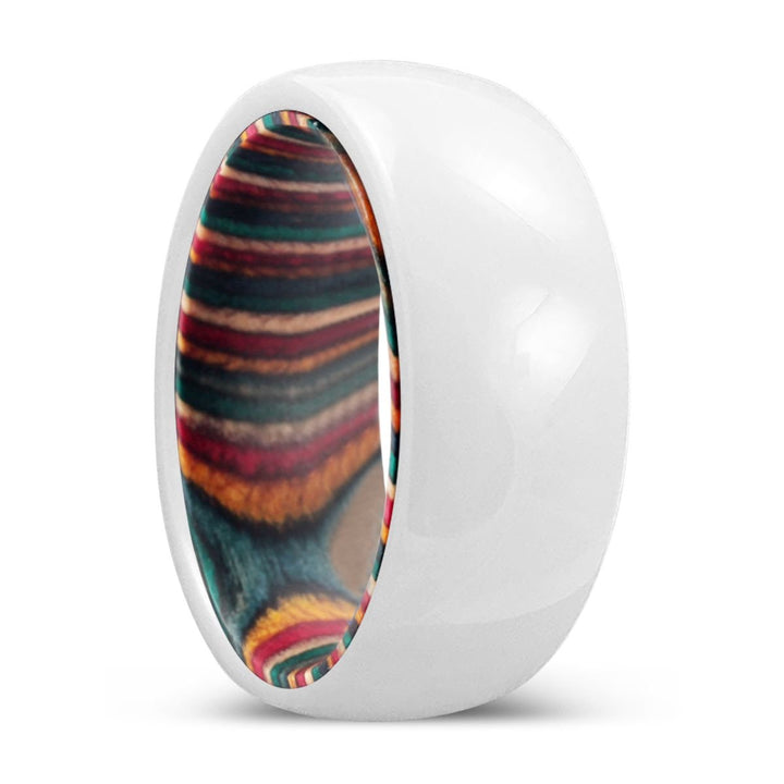 EMPOWER | Multi Color Wood, White Ceramic Ring, Domed - Rings - Aydins Jewelry - 1