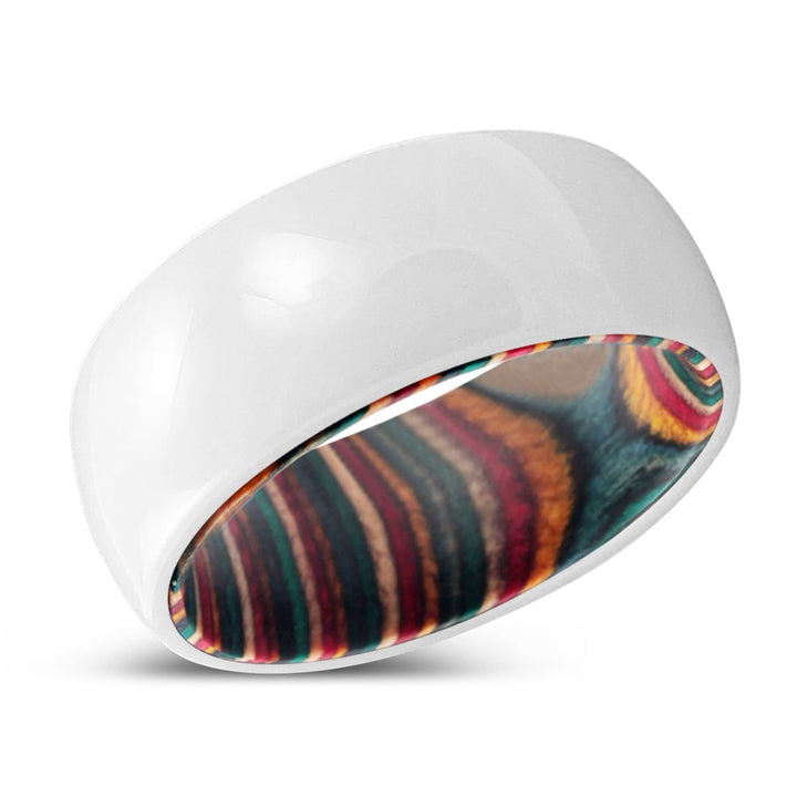 EMPOWER | Multi Color Wood, White Ceramic Ring, Domed - Rings - Aydins Jewelry - 2