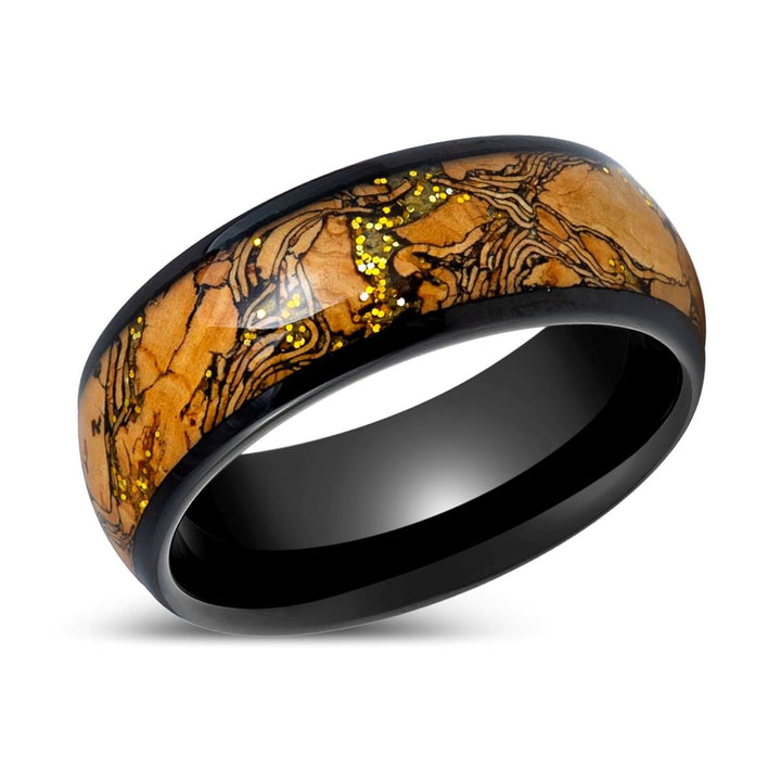 ERMIS | Black Tungsten Ring Cork and Gold Glitter Inlay - Rings - Aydins Jewelry