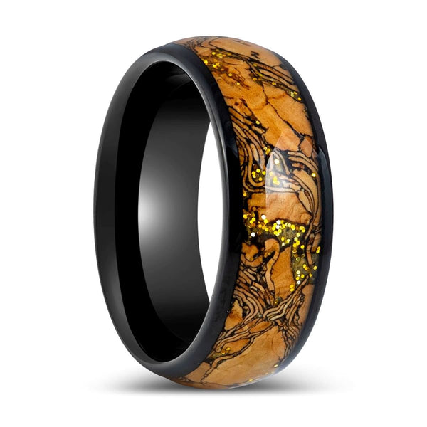 ERMIS | Black Tungsten Ring Cork and Gold Glitter Inlay - Rings - Aydins Jewelry - 1