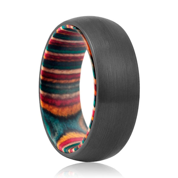 ESME | Multi Color Box Wood Ring Black Domed - Rings - Aydins Jewelry - 1