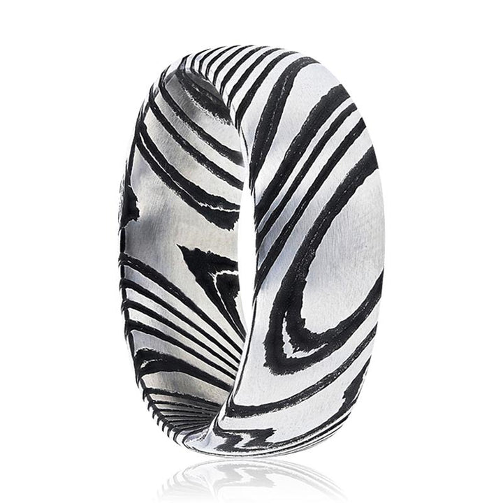 EUDON | Black & Grey Damascus Steel A Vivid Etched Design - Rings - Aydins Jewelry - 1