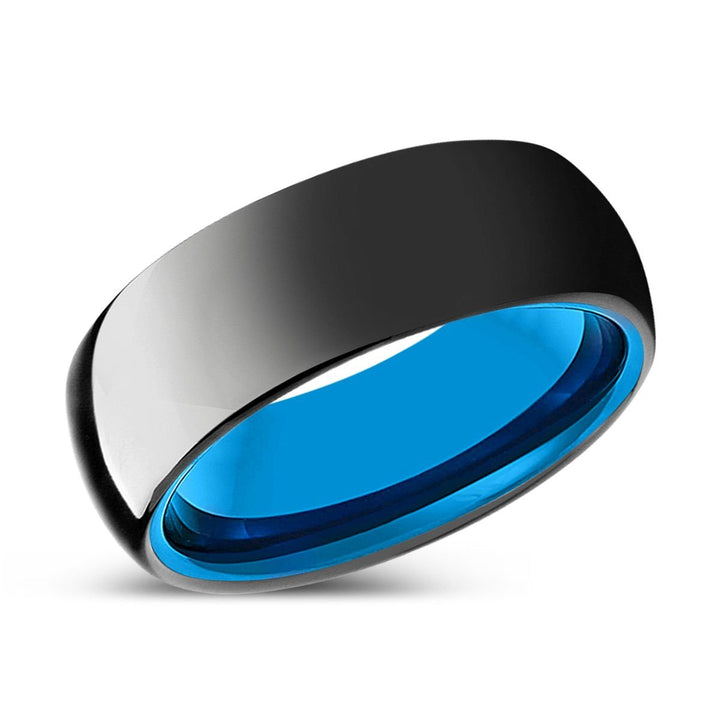 EUPHORIA | Blue Tungsten Ring, Black Tungsten Ring, Shiny, Domed - Rings - Aydins Jewelry - 2