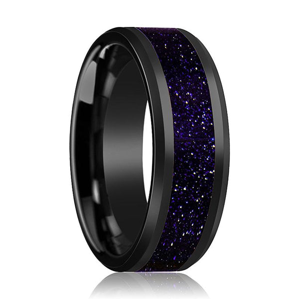 EZRA | Ceramic Ring Purple-Gold Stone Inlay