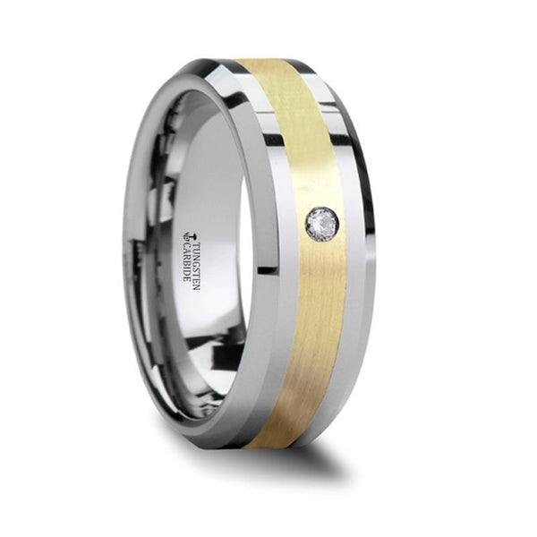 FABIAN | Tungsten Ring 14K Gold Inlay with Diamond - Rings - Aydins Jewelry - 1