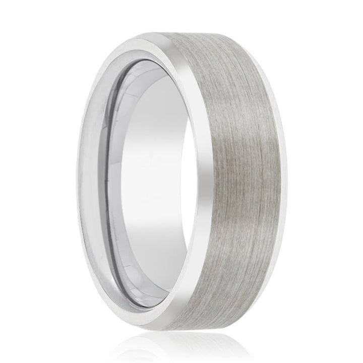 FALKOR | Silver Ring, Silver Tungsten Ring, Brushed, Beveled - Rings - Aydins Jewelry - 1