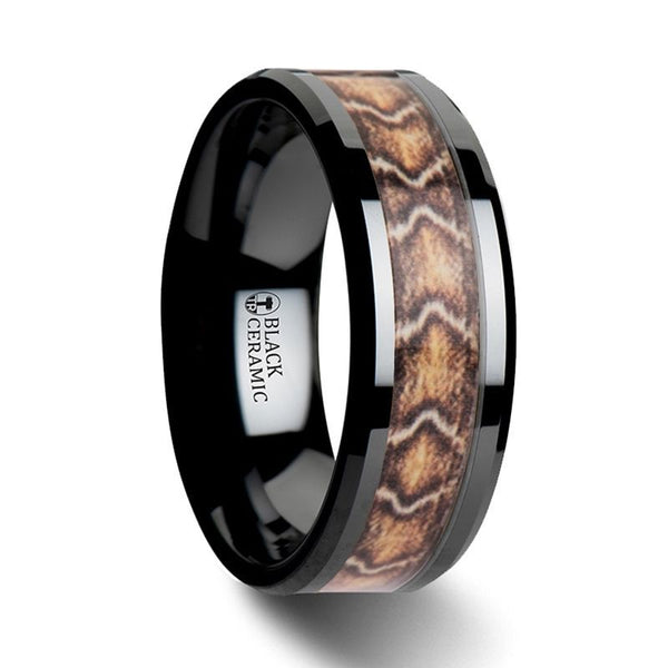 FANG | Ceramic Ring Boa Snake Skin Design Inlay - Rings - Aydins Jewelry - 1