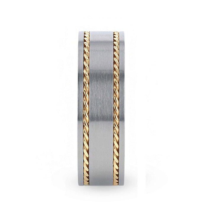 FERDINAND | Titanium Ring 14K Yellow Gold Dual Braided Inlay - Rings - Aydins Jewelry - 2