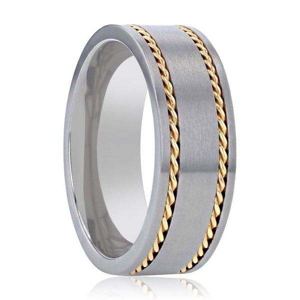 FERDINAND | Titanium Ring 14K Yellow Gold Dual Braided Inlay - Rings - Aydins Jewelry - 1