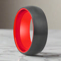 FERRARI | Red Ring, Black Tungsten Ring, Brushed, Domed - Rings - Aydins Jewelry - 1