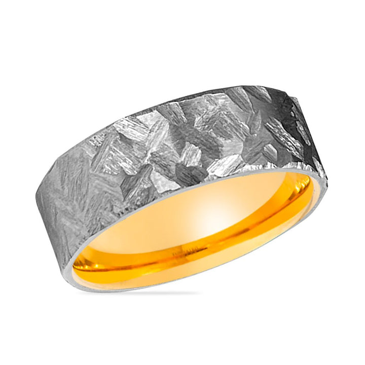 FINCH | Gold Ring, Silver Titanium Ring, Hammered, Flat - Rings - Aydins Jewelry - 2