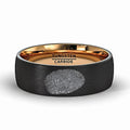 Finger Print Engraved Rose Gold Inlay Tungsten Ring Brushed Dome Comfort Fit - Rings > Tungsten Fingerprint Ring > Fingerprint Jewelry >Fingerprint Rings > Memorial Ring > His Fingerprint Ring > Mens Wedding Band > mens black wedding band > black wedding rings > black wedding band > black wedding rings for men > - Aydins Jewelry - 1