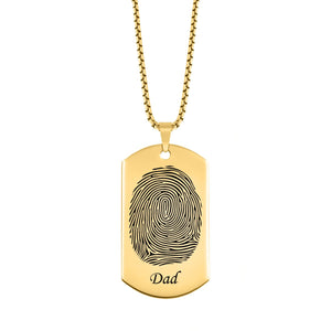Fingerprint Dog Tag with Name High Polished - Pendant > Fingerprint Necklace > Fingerprint Jewelry > Memorial Jewelry > Stainless Steel Fingerprint Necklace > Fingerprint Charm > Signature Jewelry > Photo Pendant > Real Photo Jewelry > - Aydins Jewelry - 3