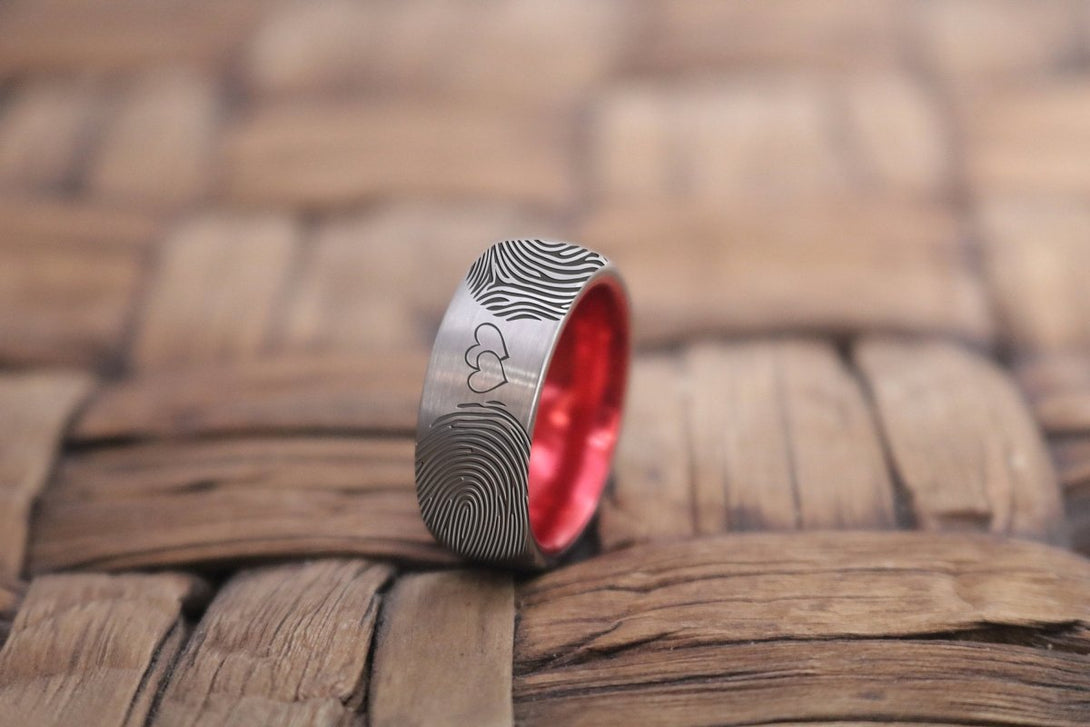 Fingerprint Ring | Mens Wedding Band, Couple Wedding Ring, Memorial Ring - Fingerprint Rings - Aydins Jewelry - 1