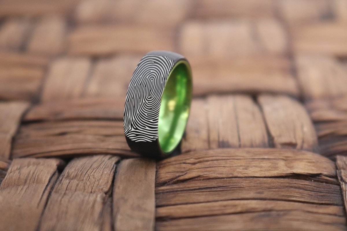 Fingerprint Ring | Mens Wedding Band, Couple Wedding Ring, Memorial Ring - Fingerprint Rings - Aydins Jewelry - 2