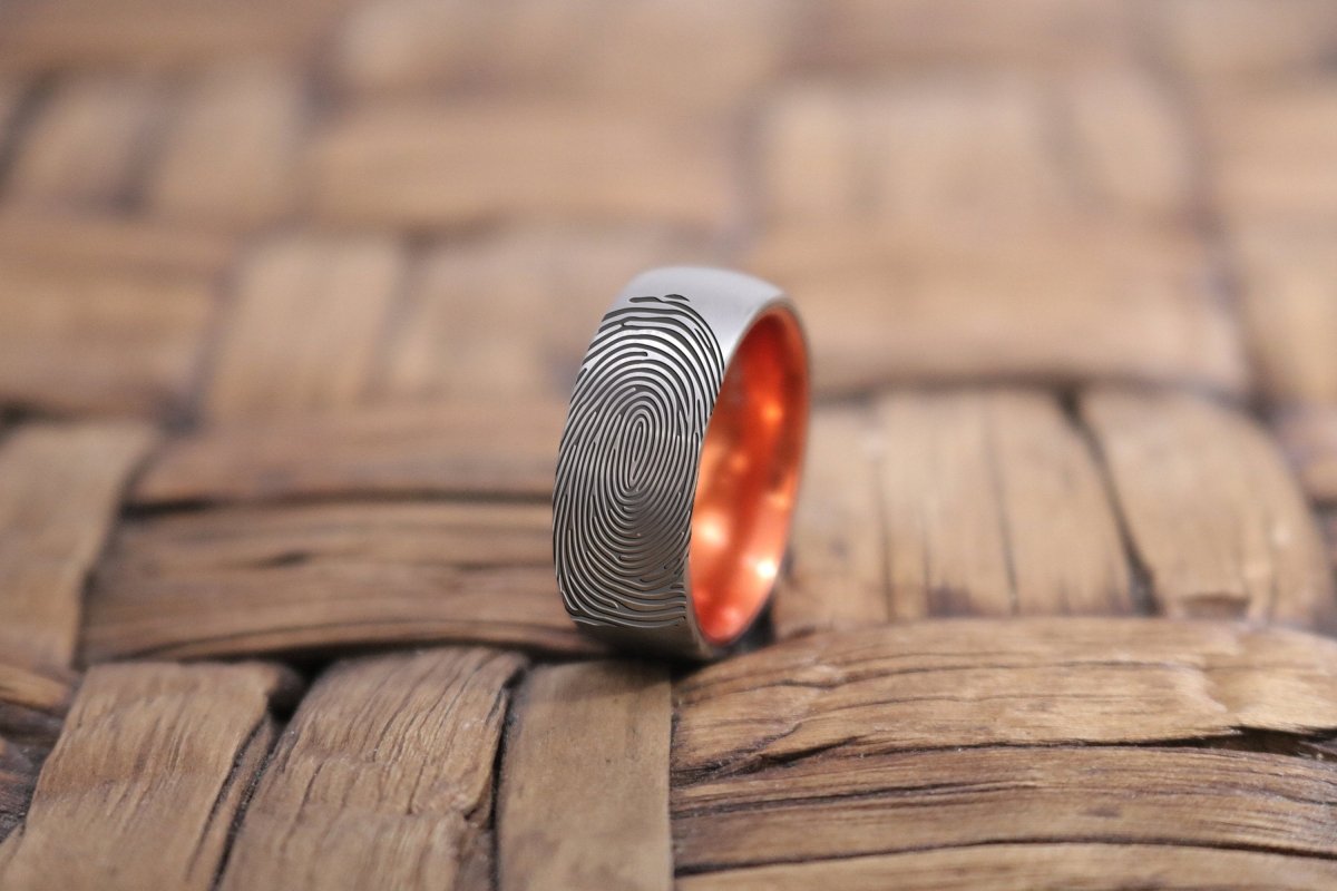 Fingerprint Ring | Mens Wedding Band, Couple Wedding Ring, Memorial Ring - Fingerprint Rings - Aydins Jewelry - 2