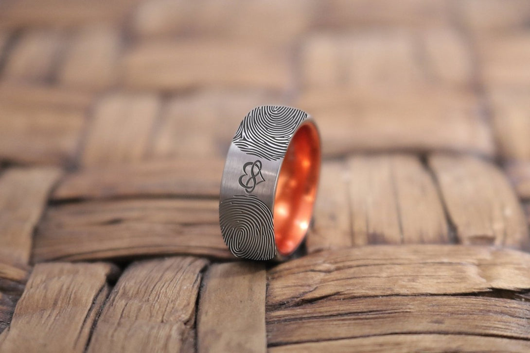 Fingerprint Ring | Mens Wedding Band, Couple Wedding Ring, Memorial Ring - Fingerprint Rings - Aydins Jewelry - 1