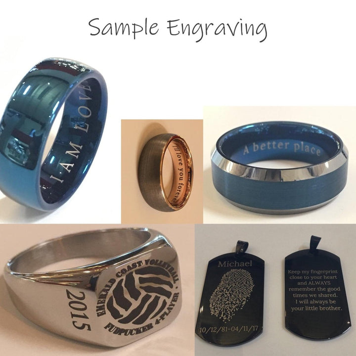Fingerprint Jewelry | His and Her Fingerprint, Couples Ring, Promise Ring, Plus Engraved Ring, Personalized Ring, Anniversary Ring, Tungsten