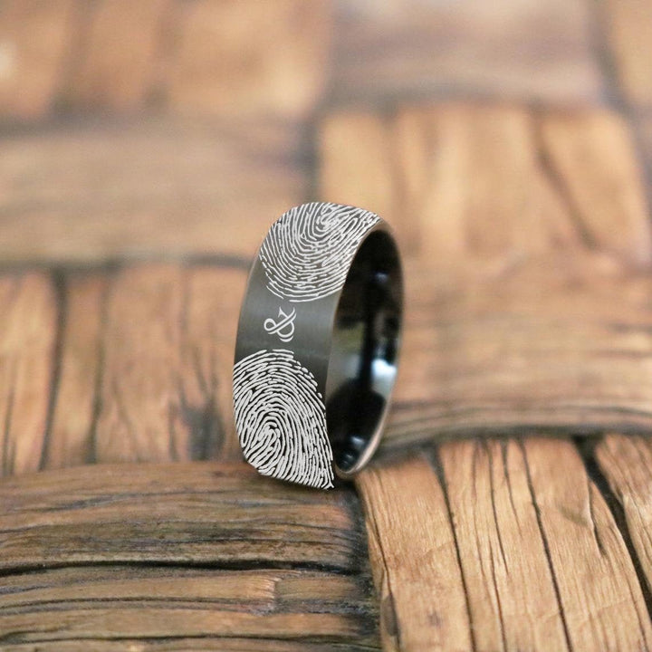 Fingerprint Ring | Mens Wedding Band, Couple Wedding Ring, Memorial Ring - Fingerprint Rings - Aydins Jewelry - 1