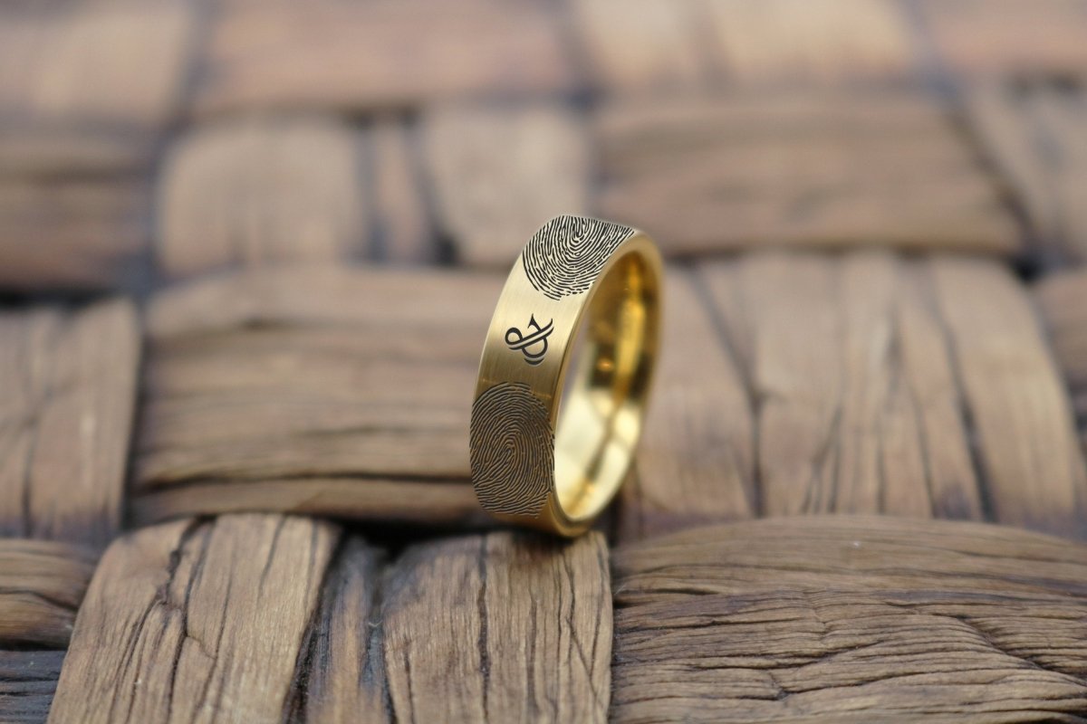 Solid Gold 14k Custom Fingerprint Wedding Band, Yellow, White, Rose Gold,  Mens Half Round Comfort Fit, Engraved Ring 2mm 3mm 4mm 5mm 6mm 8mm - Etsy
