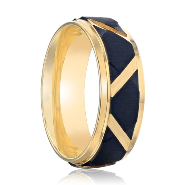 FLEMING | Gold Titanium Ring Matte Black Raised Horizonta - Rings - Aydins Jewelry