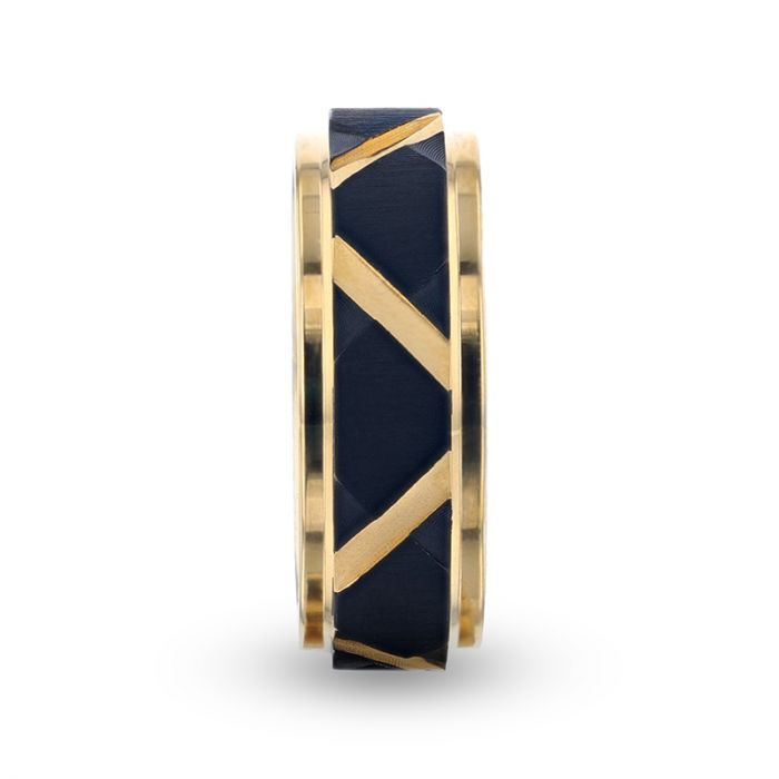 FLEMING | Gold Titanium Ring Matte Black Raised Horizonta - Rings - Aydins Jewelry - 2