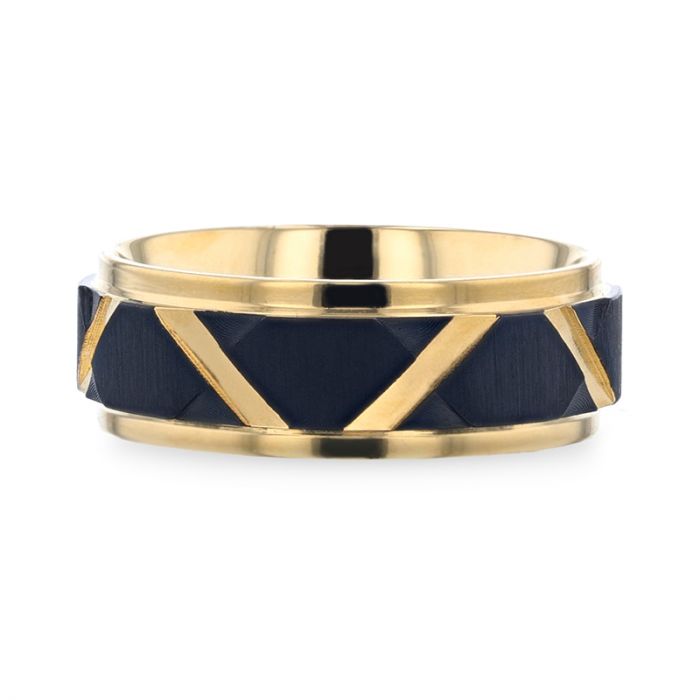 FLEMING | Gold Titanium Ring Matte Black Raised Horizonta - Rings - Aydins Jewelry - 3