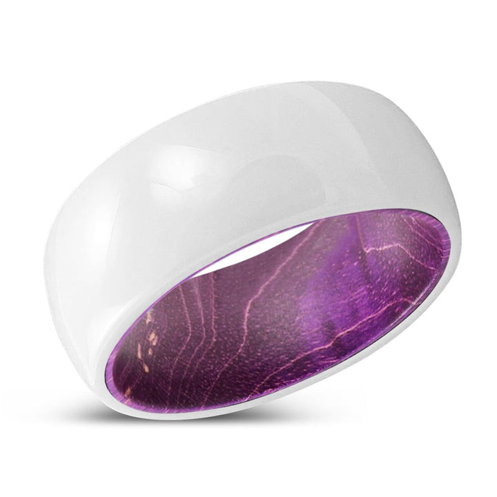 FLOURISH | Purple Wood, White Ceramic Ring, Domed - Rings - Aydins Jewelry - 2
