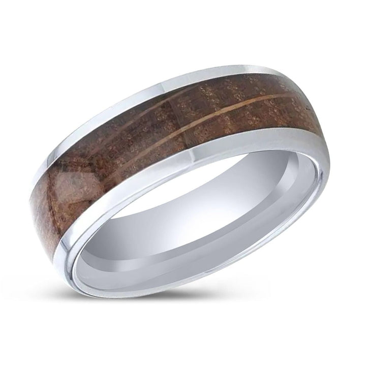 FORMENT | Tungsten Ring, Whiskey Barrel Inlaid, Domed Polished Edges - Rings - Aydins Jewelry - 2