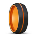 FURY | Orange Ring, Black Tungsten Ring, Orange Groove, Domed - Rings - Aydins Jewelry - 1