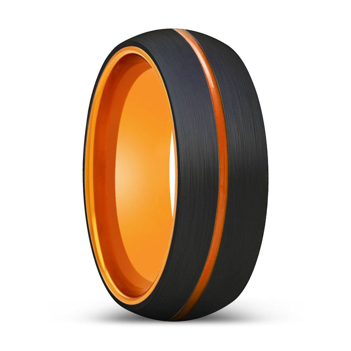 FURY | Orange Ring, Black Tungsten Ring, Orange Groove, Domed - Rings - Aydins Jewelry - 1