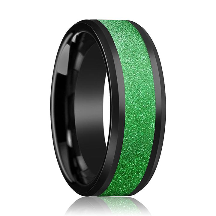 GABRIEL | Ceramic Ring Sparkling Green Inlay - Rings - Aydins Jewelry - 1
