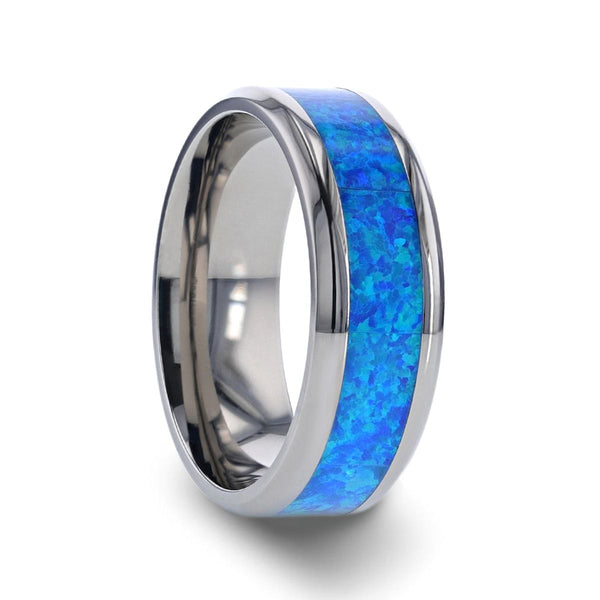 GALAXY | Titanium Ring Blue Green Opal Inlay