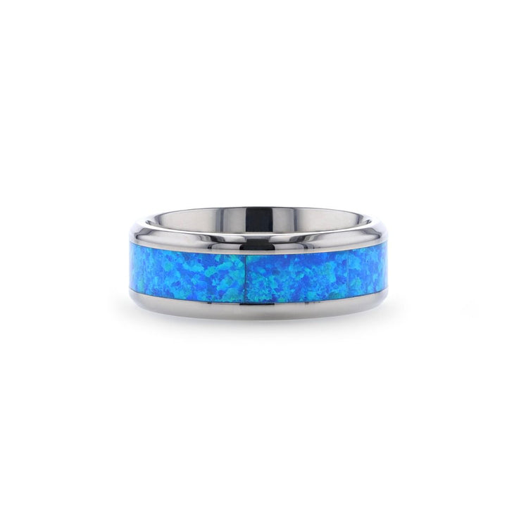 GALAXY | Titanium Ring Blue Green Opal Inlay - Rings - Aydins Jewelry - 3