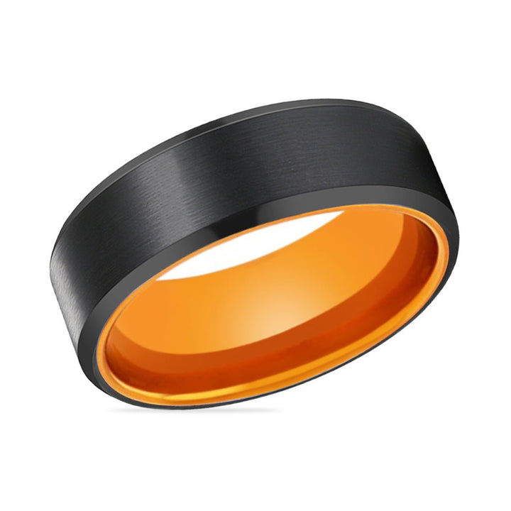 GARFIELD | Orange Ring, Black Tungsten Ring, Brushed, Beveled - Rings - Aydins Jewelry - 2