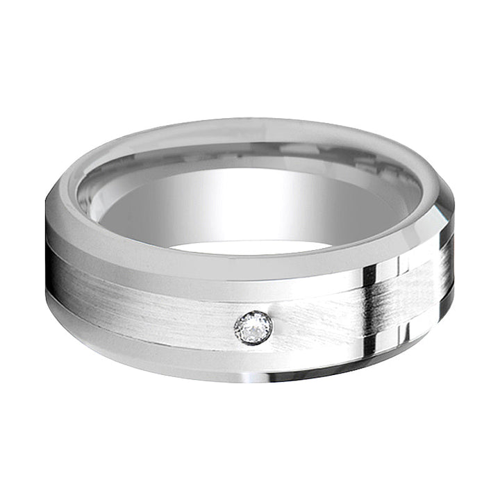 GAUTIER | Tungsten Ring Palladium Inlay with Diamond - Rings - Aydins Jewelry - 3
