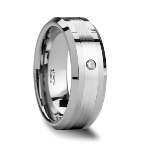 GAUTIER | Tungsten Ring Palladium Inlay with Diamond - Rings - Aydins Jewelry - 1