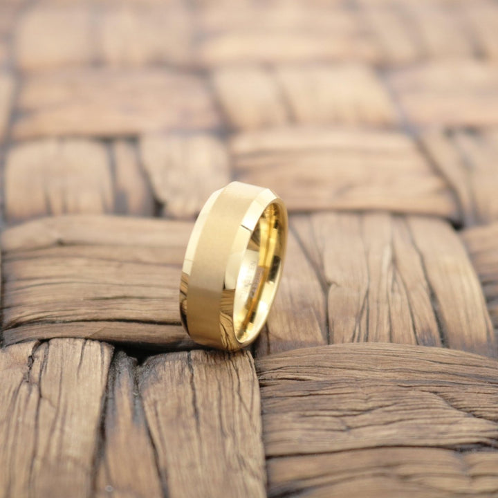GEMINI | Gold Tungsten Ring, Brushed, Beveled - Rings - Aydins Jewelry - 3