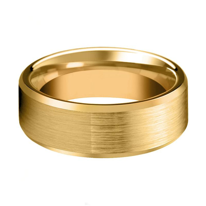 GEMINI | Gold Tungsten Ring, Brushed, Beveled