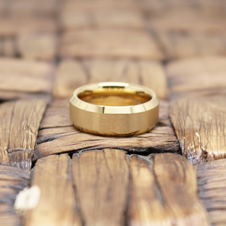 GEMINI | Gold Tungsten Ring, Brushed, Beveled - Rings - Aydins Jewelry - 4