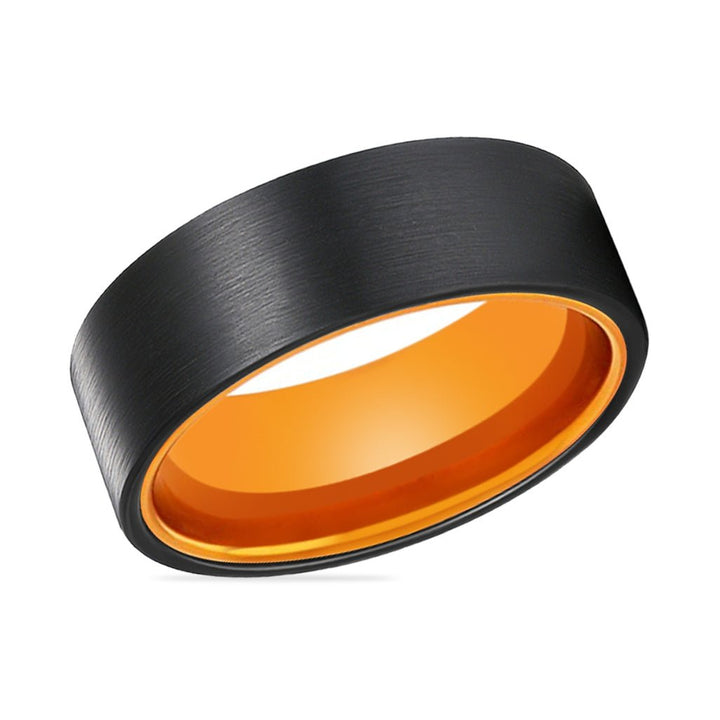 GINGER | Orange Ring, Black Flat Brushed Tungsten Ring - Rings - Aydins Jewelry - 2